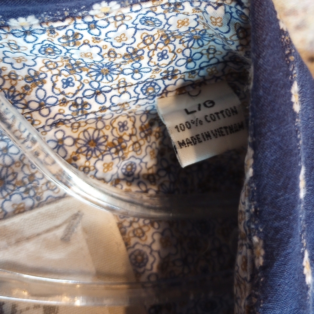 Age Of Wisdom Western Blue Daisy Flower Stripe Pearl Snap Shirt Country Cowboy - Picture 8 of 8